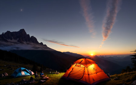 Camping High in the Majestic Mountainsの素材