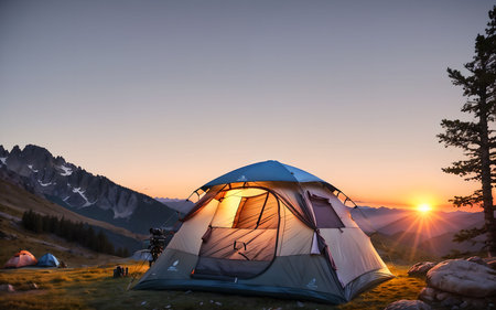 Camping High in the Majestic Mountainsの素材