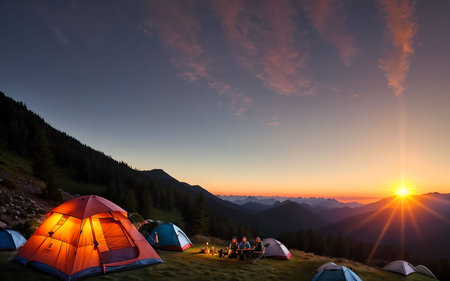 Camping High in the Majestic Mountainsの素材