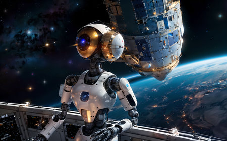 Astronaut in outer space. 3D rendering. Elements of this image furnished by NASAの素材