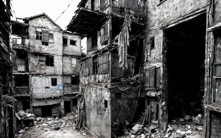 abandoned building in the city of kolkata in Indiaの素材