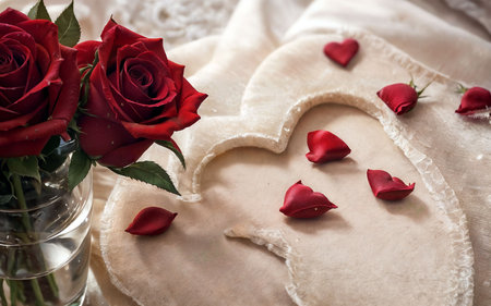 Red roses on a white background, valentine's day conceptの素材