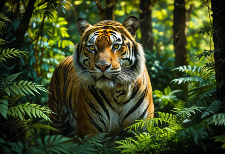Siberian Tiger in the forest. (Panthera tigris altaica)の素材