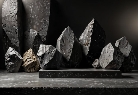 3d render, abstract background with geometrical forms. Modern podium for product presentation.の素材