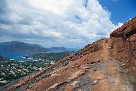 Red slope of the Vulcano volcano, Sicilyの写真素材