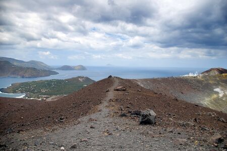 Storm coming on the coast of Lipari Island, Vulcano, Italyの写真素材