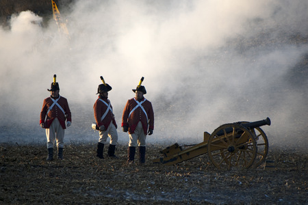 TVAROZNA, CZECH REPUBLIC - NOVEMBER 28: History fans in military costumes reenact the battle of...