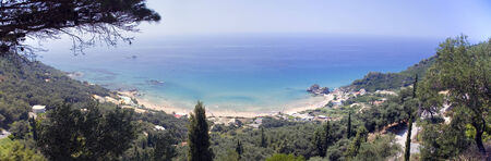 Panoramic view, Corfu beach, Greeceの写真素材