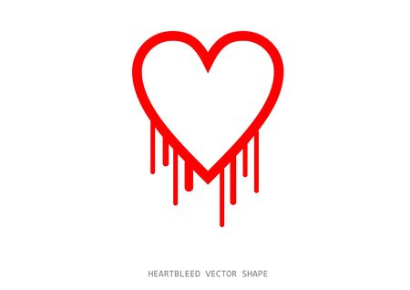 Clean heartbleed openssl bug vector shape, red bleeding heart on white backgroundのイラスト素材