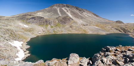 Panoramic photo of Besseggen Ridge in Jotunheimen National Park, Norwayの写真素材