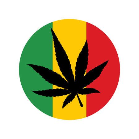 Marijuana leaf vector with Rastafarian colors logoのイラスト素材
