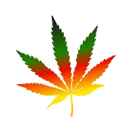 Marijuana leaf vector with Rastafarian colors logoのイラスト素材