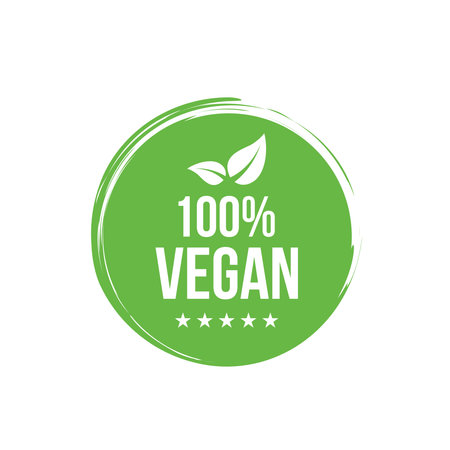 100% natural food badge. Eco Nature green icon product label or logo Vectorのイラスト素材