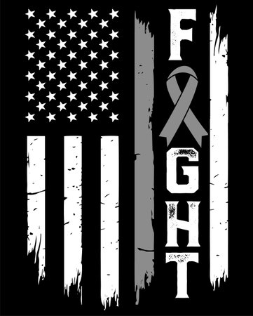 Awareness Ribbon - Brain Cancer awareness American Distressed Flag vectorのイラスト素材
