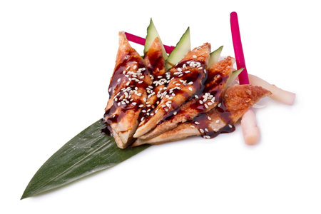 Sushi squid and shrimp, Asian cuisine. Photo of food on a white backgroundの写真素材