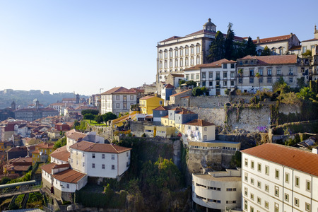 Cityscape of Porto, Portugal with historic buildings on the skyline in a picturesque landscapeの写真素材