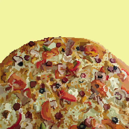 Pixel pizza with black olivesのイラスト素材