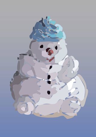Snow man cake decorative illustrationのイラスト素材