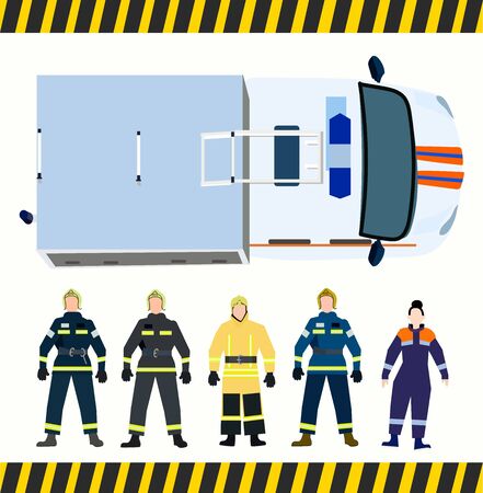 Rescue service, car and employeesのイラスト素材