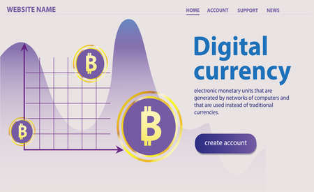 The main page of the cryptocurrency exchange website. Cryptocurrency mining farm layout. Cryptocurrency and blockchain network business vector illustration.のイラスト素材