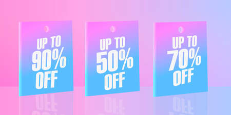 Sale, discount and promo flyer, banner template. Vector illustration for banners with different sizes of discounts for social networks, posters, flyers and newsletters.のイラスト素材