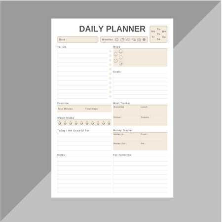 Daily Planner || Daily planner KDP Interior design vector templates || Ready to Printのイラスト素材
