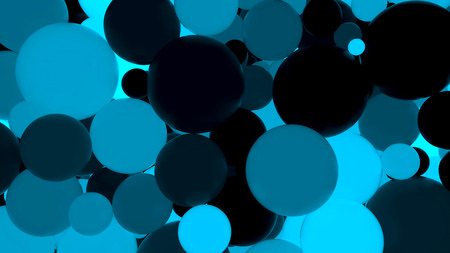 Abstract background. Fluorescent blue luminous balls. Theme parties. 3d render illustrationの写真素材