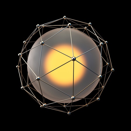 Abstract 3d rendering of sphere in empty space. Futuristic shape. Surreal backgroundの写真素材