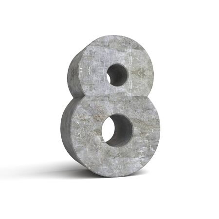 3d number 8 of stone, concrete. 3d render illustrationの写真素材
