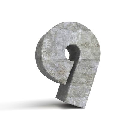 3d number 9 of stone, concrete. 3d render illustrationの写真素材