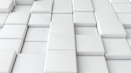 White cubes background. 3d render illustrationの写真素材