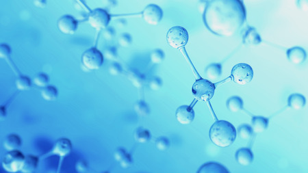 Atom structure grid under microscope. 3d render illustrationの写真素材