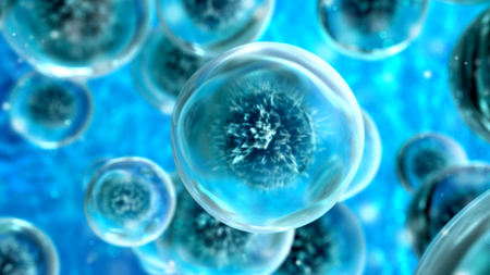 Cell abstract concept. Under microscope. 3d render illustration