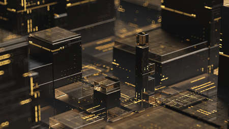 3d abstract futuristic background with cubic architecture. 3d render illustration