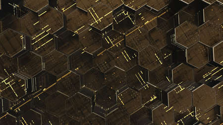 Abstract futuristic background with hexagons. 3d render illustration