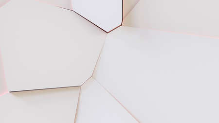 Abstract of cracked surface. White background with broken shape. 3d render illustration