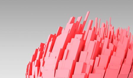 Abstract 3d city with red buildings on gray background