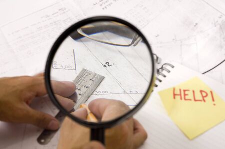 magnifier with rular and notebook

