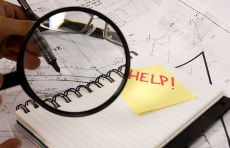 magnifier with pen  and notebook

