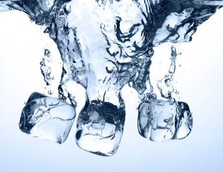 ice cube dropped underwaterの写真素材