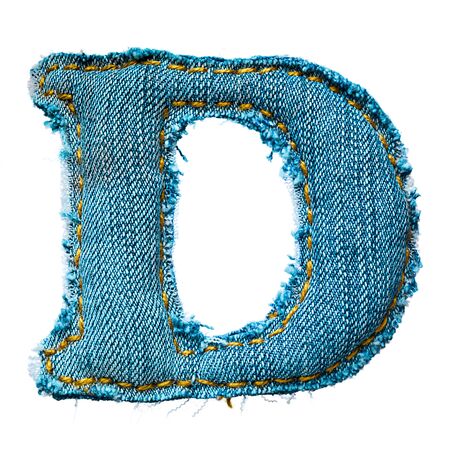 Handmade letter of jeans alphabet on whiteの写真素材