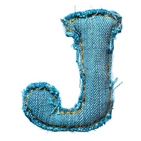Handmade letter of jeans alphabet on whiteの写真素材