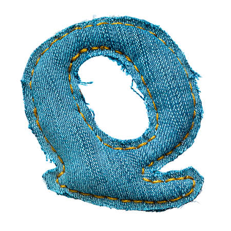 Handmade letter of jeans alphabet on whiteの写真素材