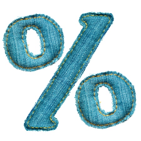 Handmade lowercase letter of jeans alphabet on whiteの写真素材