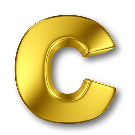 Letter in gold metal on whiteの写真素材