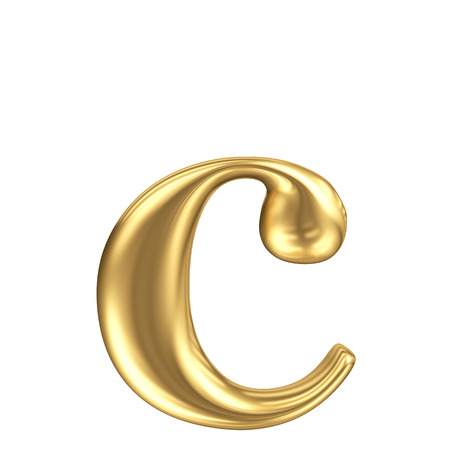 Golden matt lowercase letter c, jewellery font collectionの写真素材