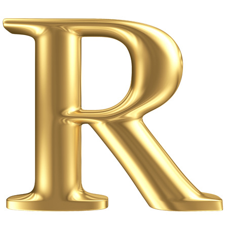 Golden matt letter R, jewellery font collection Golden matt letter R, jewellery font collection