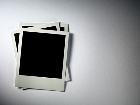Polaroid Film Vintage empty photo cards on white backgroundの写真素材