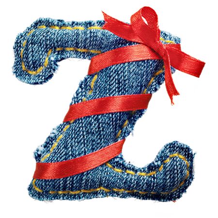 Magic holiday jeans alphabet letter Z with red ribbonの写真素材