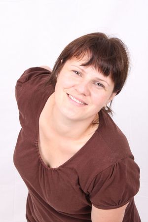 Happy women looking forwardの写真素材